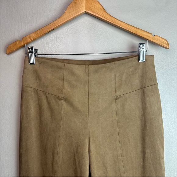 Good American Boss Split Hem Faux Suede Warm Caramel Pants Sz 3 - Picture 5 of 13